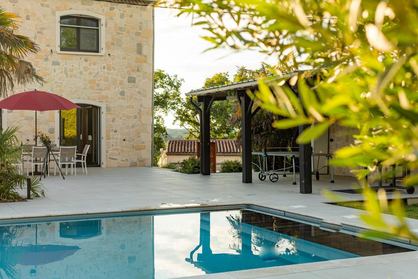 Villa Au Petit Bonheur Avec Clim - Hameau Au Calme - Piscine Chauffee - Petanque Moncrabeau Exteriör bild